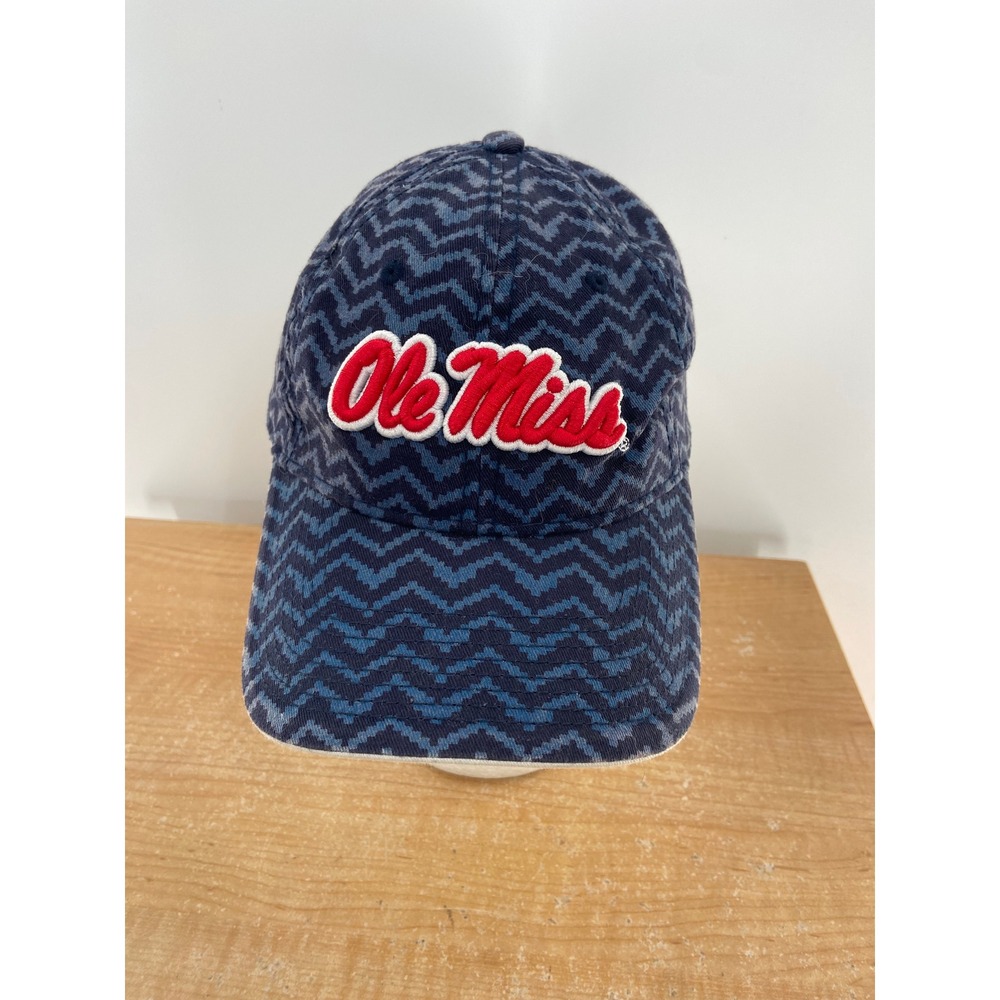 Ole Miss Rebels Baseball Cap Hat Navy Blue Chevron Pattern Adjustable‎ The Game